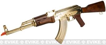 This timeless ak rifle is a versatile gun with classic wooden furniture for the ultimate comfort and beauty. G G Limited Edition Gold Plated Gkm Airsoft Ebb Aeg Rifle W Real Wood Furniture Airsoft Guns Airsoft Electric Rifles Evike Com Airsoft Superstore