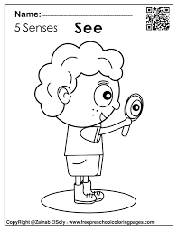 My five senses coloring pages. Set Of 5 Senses Activities For Kids