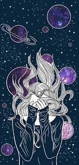 Galaxy Aesthetic Black And Blue Wallpaper Cartoon Image Of Woman With Long Hair Hiding Her Face In Her Hands Galaxy Wallpaper 4k Planets In The Ba In 2020 Galaxy Wallpaper Space Drawings Cool Galaxy Wallpapers