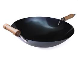 14 Inch Double Handle Pre Seasoned Round Bottom Wok Wok Cookware Design Carbon Steel Wok