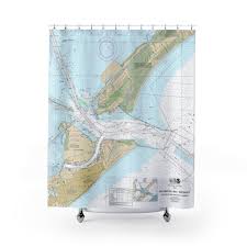 galveston bay entrance nautical chart shower curtains