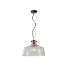 Lucide 08420 01 60 Vitri Vintage Round Glass Transparant And Black Pendant Light Ideas4lighting