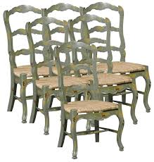 Set 6 New French Country Dining Chairs Distressed Green Ladderback Rush Seat French Country Dining Chairs Country Dining French Country Dining