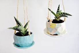 Ceramic Multicolor Faceted Hanging Planter Or Flower Pot With Drainage Plate Special For Succulents Cactus Or Air Plants Made To Order Hanging Planters Hanging Flower Pots Succulent Hanging Planter
