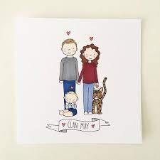 Custom Family Portrait Personalised Hand Drawn Illustration Mothers Day Drawings Custom Family Portrait How To Draw Hands