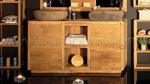 Mobile Bagno In Legno Teak 2 Ante 2 Vani 140x50 H 80 Cm Bambu Design Milano Bagno Legno Teak Mobile Bagno