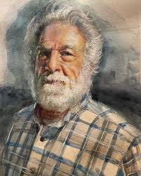 Watercolor Santa Claus thinking about whether you should be