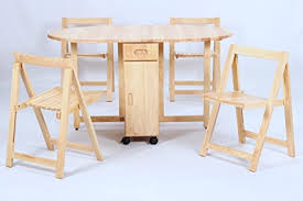 Costway 5 piece dining table set with 4 chairs wood metal kitchen breakfast furniture. Hgg Drop Leaf Small Dining Table 4 Folding Chairs 4 Seater Dining Table Set Kitchen Table And 4 Chairs Space Saver Table And Chairs Natural Amazon De Home Kitchen