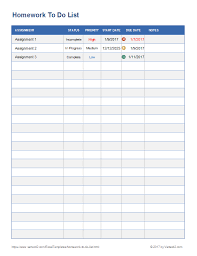 homework to do list template