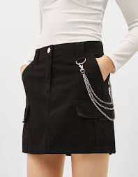 Bershka Black Cargo Pants With Chain Cargo Skirt With Chain Skirts Bershka United Kingdom In 2020 Cargo Skirt Skirts Fashion