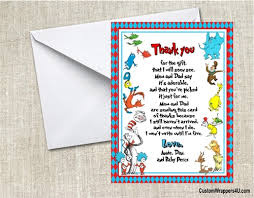 While you may fall short of words to express your. Baby Shower Thank You Card Dr Seuss Many Things 2