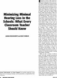 Minimizing Minimal Hearing Loss in the Schools: What Every Classroom  Teacher Should Know: Preventing School Failure: Alternative Education for  Children and Youth: Vol 46, No 2