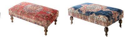 Modern upholstered form paired with one of our favorite rugs transforms this ottoman bench into a contemporary collectible in double borders motifs with shades. Ottoman Classic Amazon Handmade