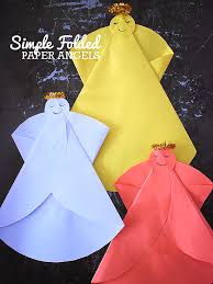 Simple Folded Paper Angels Our Kid Things Paper Angel Paper Folding Crafts Christmas Art For Kids