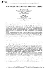 Revised on november 19, 2020. Pdf An Introduction Covid 19 Pandemic And Academic Leadership