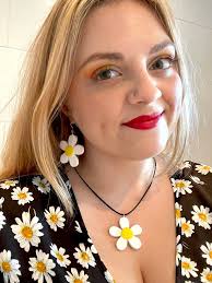 Clay Daisy Earrings, Retro Earrings, 60's Earrings, Hippy Earrings, Gift  for Her, Floral Earrings, Flower Earrings, Flower Power Earrings