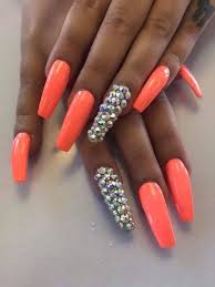 Basically swipping on the orange nail images and. Nail Ideas Orange Diamond Nails