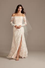 Large Floral Lace Long Sleeve Wedding Dress David S Bridal In 2020 Long Sleeve Wedding Dress Lace Bridal Dresses Lace Davids Bridal Wedding Dresses
