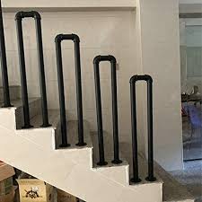 Wrought iron outdoor handrails for concrete steps. Black Metal Outdoor Transitional Handrail For Exterior Step Staircases Handrails Picket Fits 1 Steps Matte Black Stair Rail Wrought Iron Railing With Installation Kit Hand Rails Size65cm21ft
