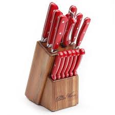 Brand Pioneer Woman Color Red Features 8 Chef S Knife 8 Bread Knife Six 4 5 Steak Knives Scissors 5 Ut Cowboy Rustic Knife Block Set Cutlery Set