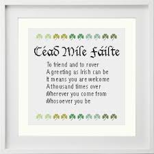 Teacup pincushion free cross stitch patterns. Irish Welcome Cross Stitch Pattern Kits How To Craft Supplies Tools Kromasol Com