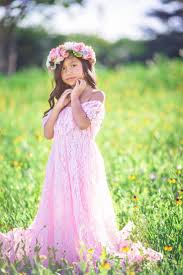 Ethereal Off Shoulder Pink Lace Maxi Dress For A Flower Girl Dress Or Junior Bridesmaid Flower Girl Dresses Boho Kids Bridesmaid Dress Bridesmaid Dresses Boho