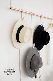 Diy Hanging Copper Hat Rack Collective Gen Minimalist Diy Projects Hanging Hats Hat Rack