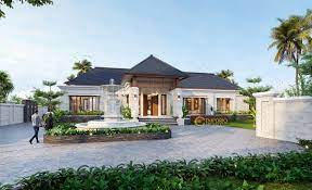 Desain Rumah Villa Bali 1 Lantai Bapak Taufan Di Jember Jawa Timur Jasa Arsitek Desain Rumah Berkualitas Desai House Design Bali House Dream House Exterior