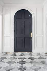 Front Door Design Foyer Design Navy Blue Door Arched Door Checkered Flooring Distressed Checker Arched Interior Doors Millwork Wall Front Door Design