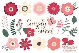 Wildflowers Vector Clipart Simple Flower Design Flower Graphic Flower Illustration