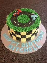 Butter Icing Birthday Cake For Little Boy Racing Car Cake With Buttercream Icing And Fondant Decorations Racing Cake Cake Cupcake Cakes
