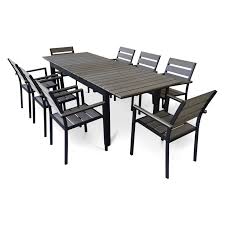 D Urban Furnishing 9 Piece Eco Wood Extendable Outdoor Patio Dining Set From Hayneedle Com Patio Dining Set Patio Furniture Deals Outdoor Dining Set