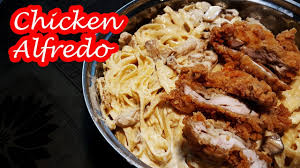Bring your cook to a gentle. Cheesy Creamy Chicken Alfredo With Crispy Fried Chicken Thigh Fillet Youtube