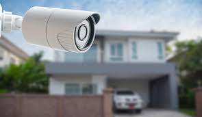Home security camera system on a wall.