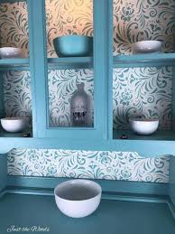 Cutting edge stencils shares a stenciled dresser using the indian inlay stencil good morning, my diy friends. China Cabinet Makeover In Sea Foam With Stencil Backing