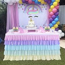 Amazon Com Rainbow Tulle Table Skirt For Rectangle Or Round Table Tutu Table Skirt Decoration Table Cloth F In 2020 Birthday Parties Tulle Table Birthday Party Tables