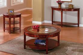 Cherry medium round wood coffee table (2) brown and black 43.3 in. Round Brown Cherry Glass Cocktail Table Coffee Table And Matching End Tables Round Coffee Table Sets Coffee Table