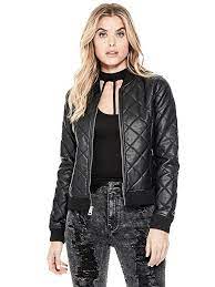 Guess Factory Women S Geena Faux Leather Bomber Jacket Womens Jackets Casual Autumn Jacket Women Winter Jackets Women