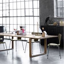 Table solid wood, oak with knots, base metal, various sizes. Essay Dining Table Oak