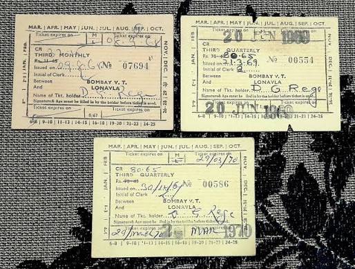 Indian Railway 's Third Class Monthly & 2 Quarterly Season passes, between Bombay VT to Lonavala. Passes issued in 1968 and 1969. Rare collectible item to get. For price please contact in pm.