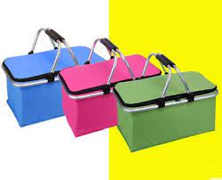 23x27x47cm Foldable Shopping Basket Oxford Fabric Aluminum Frame Picnic Basket For Fruit Snacks Vegetables Red Win Shopping Basket Wine Storage Picnic Basket