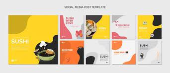 Asian Sushi Restaurant Social Media Posts Premium Psd Freepik Psd Food Hand Template Restaurant Restaurant Social Media Social Media Post Social Media