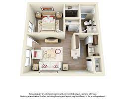 The bookcase splits the bedroom and the living room. 3d Apartment Floor Plans Interactive Floorplans Apartment Floor Plans Apartment Layout Apartment Design