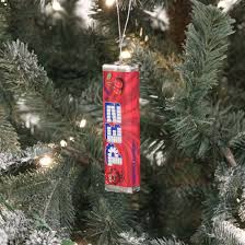 Red&green plaid rim, santa in center. Pez Candy Ornament Cracker Barrel