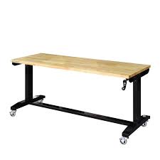 Husky 62 In Adjustable Height Work Table Holt62xdb12 The Home Depot Adjustable Height Work Table Adjustable Height Workbench Work Table