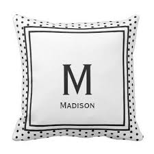 Black And White Polka Dot Outdoor Cushions Monogrammed Black Polka Dots On White Background Outdoor Pillow Zazzle Com Outdoor Pillows Black Polka Dot White Background