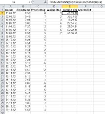 Möchte man seine stunden allerdings in excel zusammenzählen lassen, funktioniert das genau so lange, bis die summe der stunden 24 stunden überschreitet. Arbeitsstunden Oder Andere Zeiten Fur Verschiedene Wochentage Mit Excel Addieren Computerwissen De