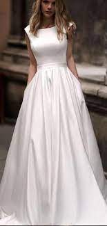 Scoop Simple Satin Elegant Cheap Wedding Dresses Online Cheap Lace Bridal Dresses Wd465 Online Wedding Dress Wedding Dress With Pockets Bridal Dresses Lace