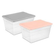 Maybe you would like to learn more about one of these? 56qt Clear Storage Bin With Feather Peach Gray Room Essentials Target