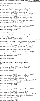 Love Song Lyrics For Weve Got Tonight Bob Seger With Chords For Ukulele Guitar Banjo Etc Lyrics And Chords Guitar Chords Guitar Songs